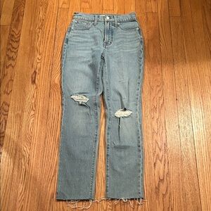 Madewell Light Blue Distressed Straight Leg Jeans
